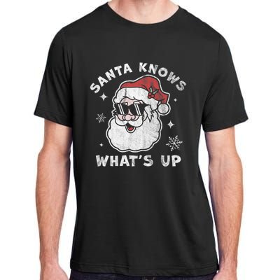 Santa Knows What's Up Funny Christmas Santa Claus Xmas Adult ChromaSoft Performance T-Shirt