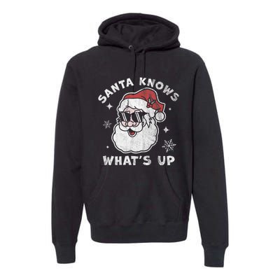 Santa Knows What's Up Funny Christmas Santa Claus Xmas Premium Hoodie