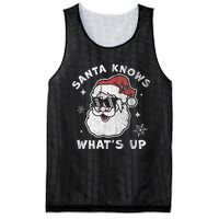 Santa Knows What's Up Funny Christmas Santa Claus Xmas Mesh Reversible Basketball Jersey Tank