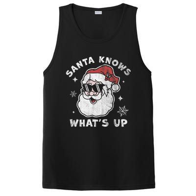 Santa Knows What's Up Funny Christmas Santa Claus Xmas PosiCharge Competitor Tank