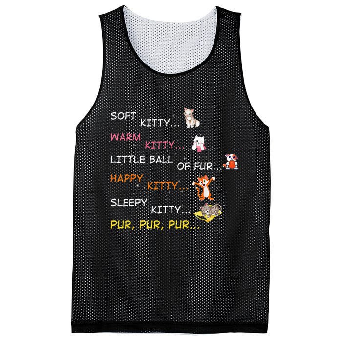 Soft Kitty Warm Kitty Little Ball Of Fur Happy Kitty Sleepy Mesh Reversible Basketball Jersey Tank