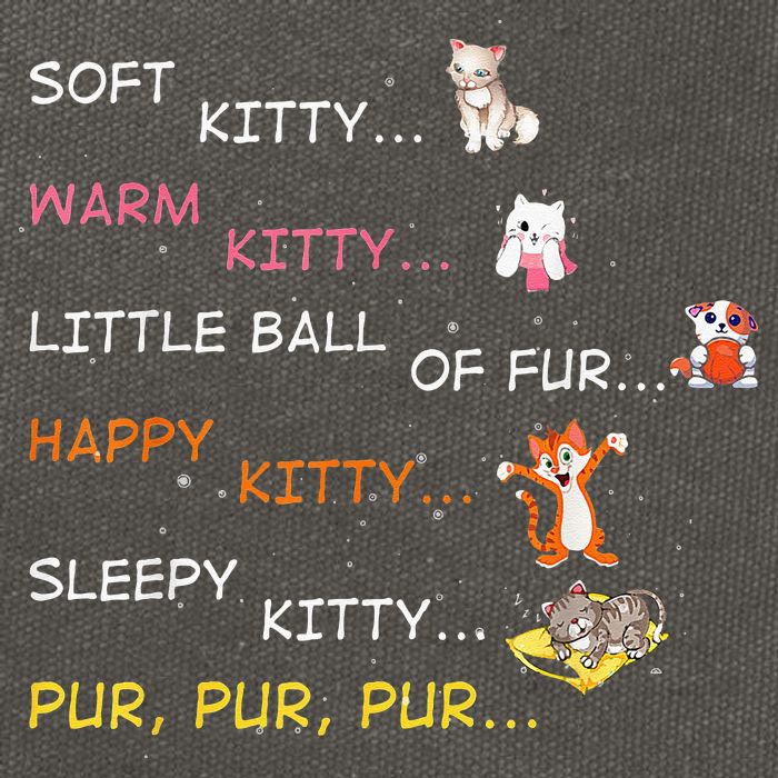 Soft Kitty Warm Kitty Little Ball Of Fur Happy Kitty Sleepy Cotton Canvas Backpack