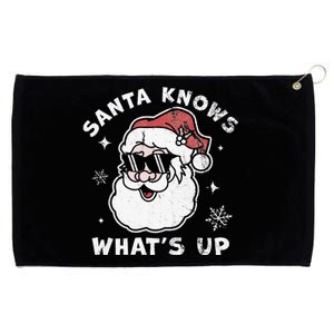 Santa Knows What's Up Funny Christmas Santa Claus Xmas Grommeted Golf Towel