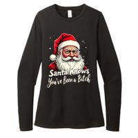 Santa Knows YouVe Been A Bitch Adult Humor Christmas Party Womens CVC Long Sleeve Shirt