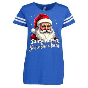 Santa Knows YouVe Been A Bitch Adult Humor Christmas Party Enza Ladies Jersey Football T-Shirt