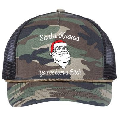 Santa Knows Youve Been A Bitch Offensive Funny Retro Rope Trucker Hat Cap