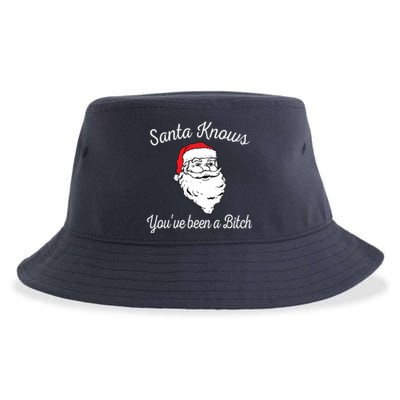 Santa Knows Youve Been A Bitch Offensive Funny Sustainable Bucket Hat