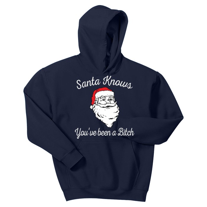 Santa Knows Youve Been A Bitch Offensive Funny Kids Hoodie