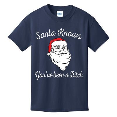 Santa Knows Youve Been A Bitch Offensive Funny Kids T-Shirt