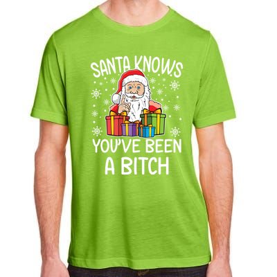 SantaS Know YouVe Been A Bitch Funny Santa Claus Christmas Gift Adult ChromaSoft Performance T-Shirt