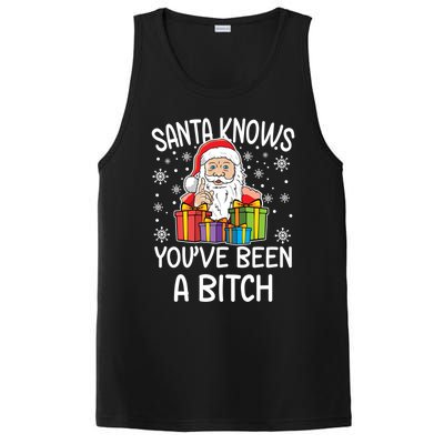 SantaS Know YouVe Been A Bitch Funny Santa Claus Christmas Gift PosiCharge Competitor Tank