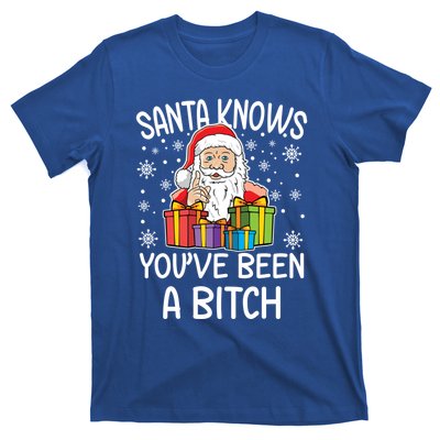 SantaS Know YouVe Been A Bitch Funny Santa Claus Christmas Gift T-Shirt