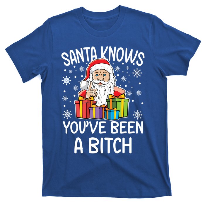 SantaS Know YouVe Been A Bitch Funny Santa Claus Christmas Gift T-Shirt