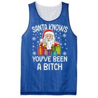 SantaS Know YouVe Been A Bitch Funny Santa Claus Christmas Gift Mesh Reversible Basketball Jersey Tank