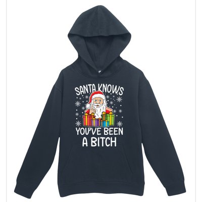 SantaS Know YouVe Been A Bitch Funny Santa Claus Christmas Gift Urban Pullover Hoodie