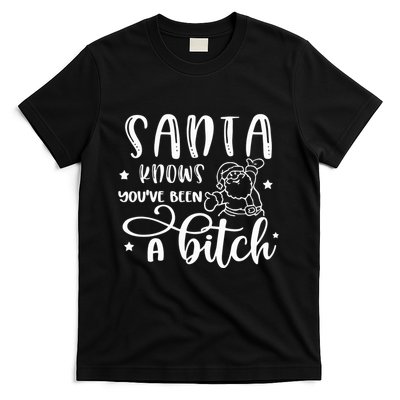 Santa Knows You Have Been A Bitch Sweater Santa T-Shirt