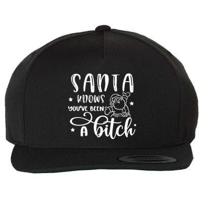Santa Knows You Have Been A Bitch Sweater Santa Wool Snapback Cap