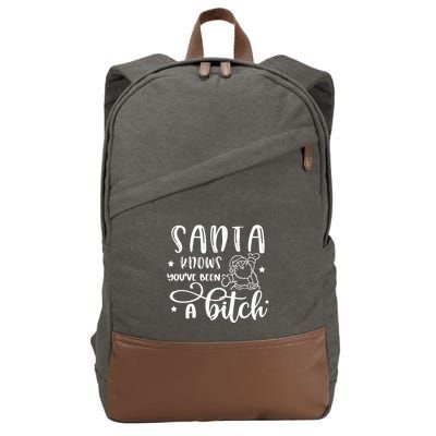 Santa Knows You Have Been A Bitch Sweater Santa Cotton Canvas Backpack