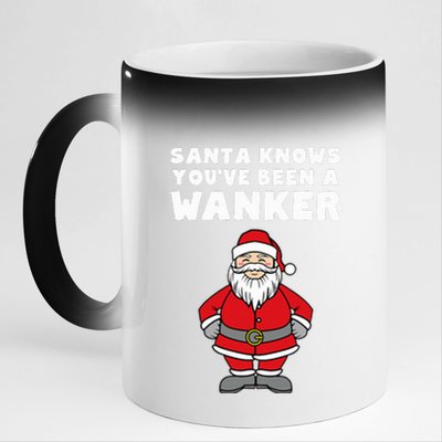 Santa Knows You've Been A Wanker Rude Christmas 11oz Black Color Changing Mug