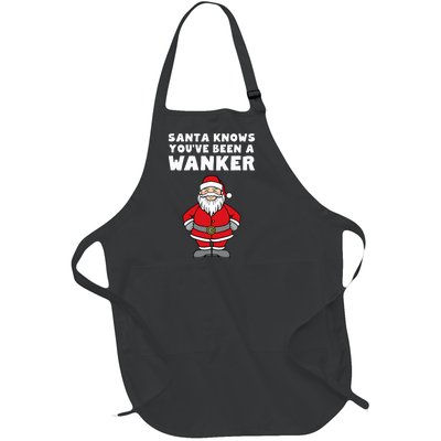 Santa Knows You've Been A Wanker Rude Christmas Full-Length Apron With Pockets