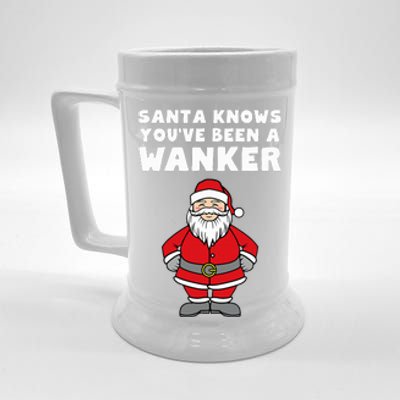 Santa Knows You've Been A Wanker Rude Christmas Beer Stein