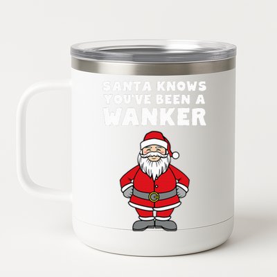 Santa Knows You've Been A Wanker Rude Christmas 12 oz Stainless Steel Tumbler Cup