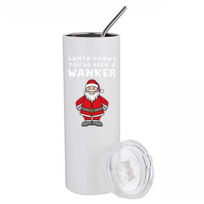 Santa Knows You've Been A Wanker Rude Christmas Stainless Steel Tumbler