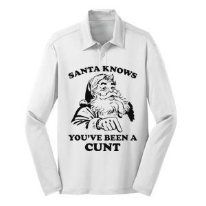 Santa Knows YouVe Been A Cunt Silk Touch Performance Long Sleeve Polo