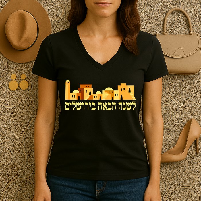 Skyline of Jerusalem Women's V-Neck T-Shirt