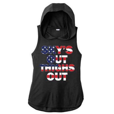 Sky's Out Thighs Out Ladies PosiCharge Tri-Blend Wicking Draft Hoodie Tank