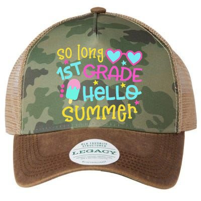 So Long 1st Grade Hello Summer Graduation Last Day Of School Legacy Tie Dye Trucker Hat