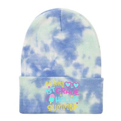 So Long 1st Grade Hello Summer Graduation Last Day Of School Tie Dye 12in Knit Beanie