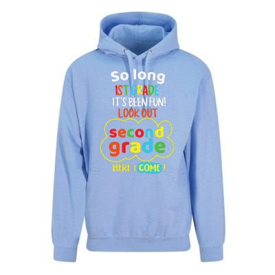 So Long 1st Grade 2nd Here I Come Last Day Look Out Its Fun Unisex Surf Hoodie