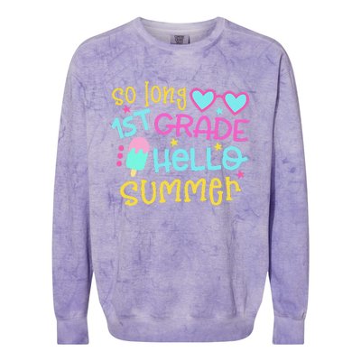 So Long 1st Grade Hello Summer Last Day Of School Graduation Colorblast Crewneck Sweatshirt