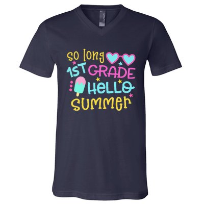 So Long 1st Grade Hello Summer Last Day Of School Graduation V-Neck T-Shirt