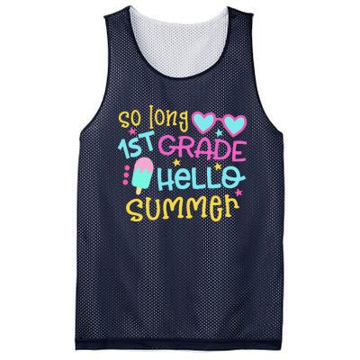 So Long 1st Grade Hello Summer Last Day Of School Graduation Mesh Reversible Basketball Jersey Tank