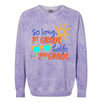 SO LONG 1st GRADE HELLO 2nd GRADE Teacher Student School Colorblast Crewneck Sweatshirt