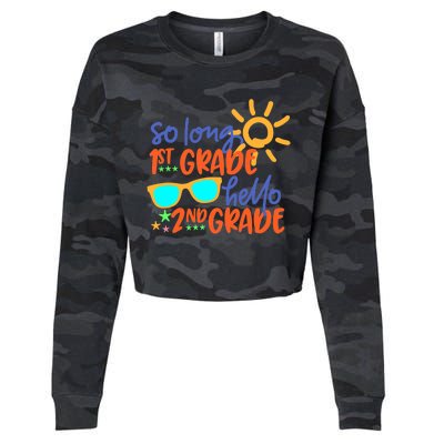 SO LONG 1st GRADE HELLO 2nd GRADE Teacher Student School Cropped Pullover Crew