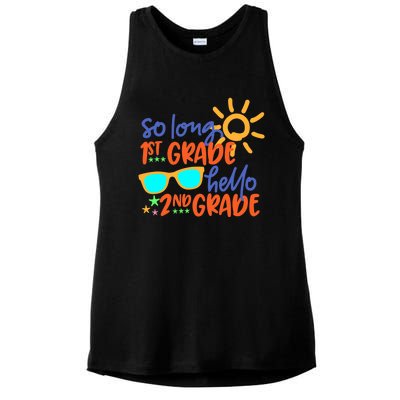 SO LONG 1st GRADE HELLO 2nd GRADE Teacher Student School Ladies PosiCharge Tri-Blend Wicking Tank