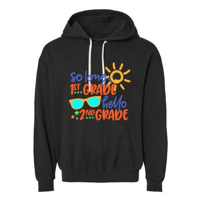 SO LONG 1st GRADE HELLO 2nd GRADE Teacher Student School Garment-Dyed Fleece Hoodie