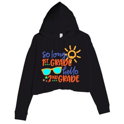 SO LONG 1st GRADE HELLO 2nd GRADE Teacher Student School Crop Fleece Hoodie