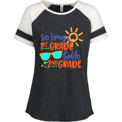 SO LONG 1st GRADE HELLO 2nd GRADE Teacher Student School Enza Ladies Jersey Colorblock Tee