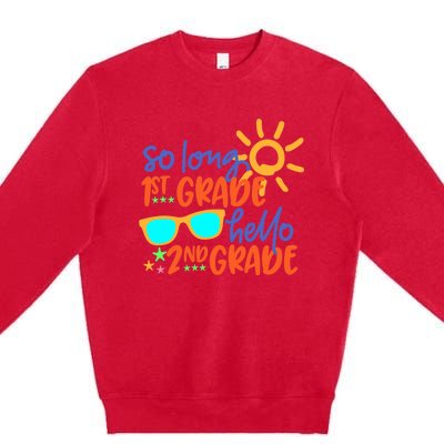 SO LONG 1st GRADE HELLO 2nd GRADE Teacher Student School Premium Crewneck Sweatshirt