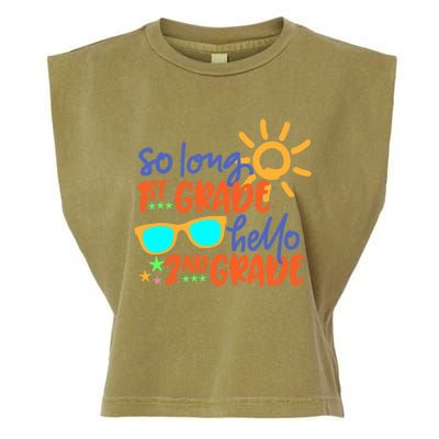 SO LONG 1st GRADE HELLO 2nd GRADE Teacher Student School Garment-Dyed Women's Muscle Tee