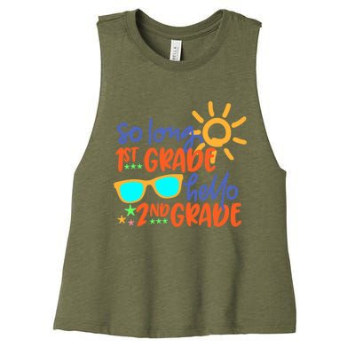 SO LONG 1st GRADE HELLO 2nd GRADE Teacher Student School Women's Racerback Cropped Tank