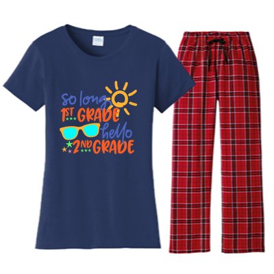 SO LONG 1st GRADE HELLO 2nd GRADE Teacher Student School Women's Flannel Pajama Set