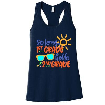 SO LONG 1st GRADE HELLO 2nd GRADE Teacher Student School Women's Racerback Tank