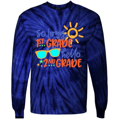 SO LONG 1st GRADE HELLO 2nd GRADE Teacher Student School Tie-Dye Long Sleeve Shirt