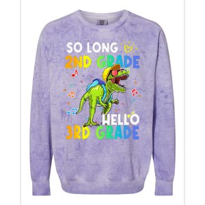 So Long 2nd Grade Hello 3rd Grade Dinosaur Back to School Colorblast Crewneck Sweatshirt