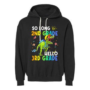 So Long 2nd Grade Hello 3rd Grade Dinosaur Back to School Garment-Dyed Fleece Hoodie